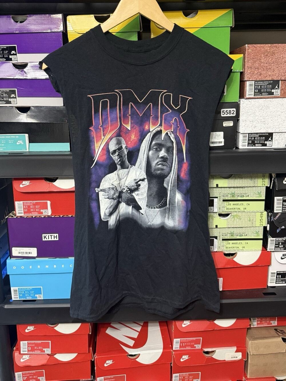 DMX Graphic T-Shirt Black Short Sleeve Cut Off Hip Hop Rap Tee Logo Men Medium
